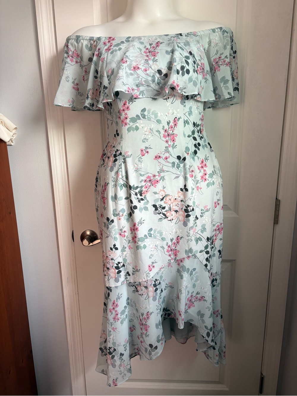 Adrianna Papell Off-Shoulder Floral Midi Dress